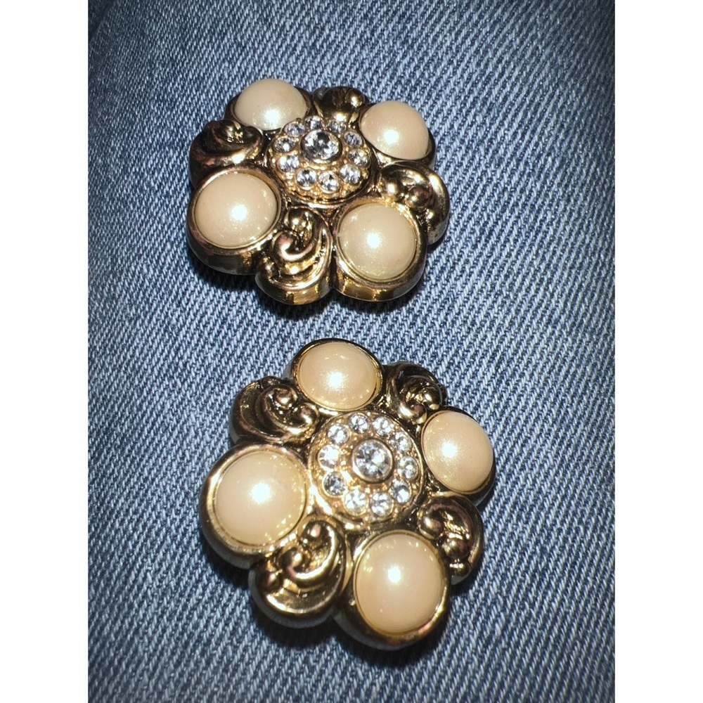 Vintage Faux Pearl Rhinestone Earrings